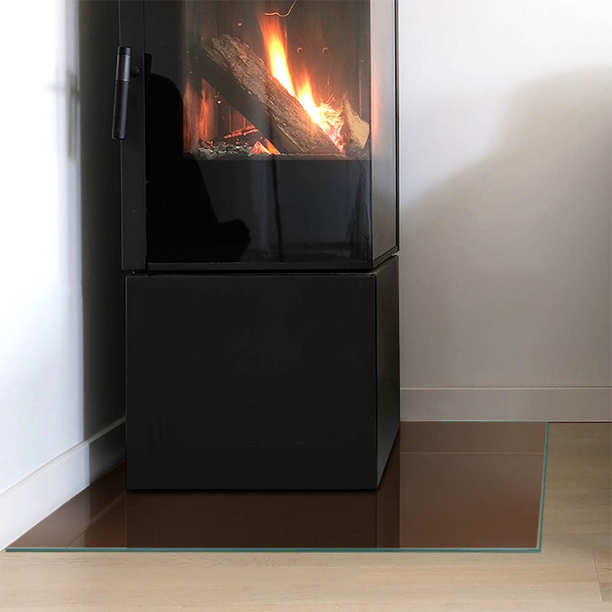 GLASPLATTE für Kamin 60x60 cm - Braun, Glas (60/60/0.4cm) - TULUP