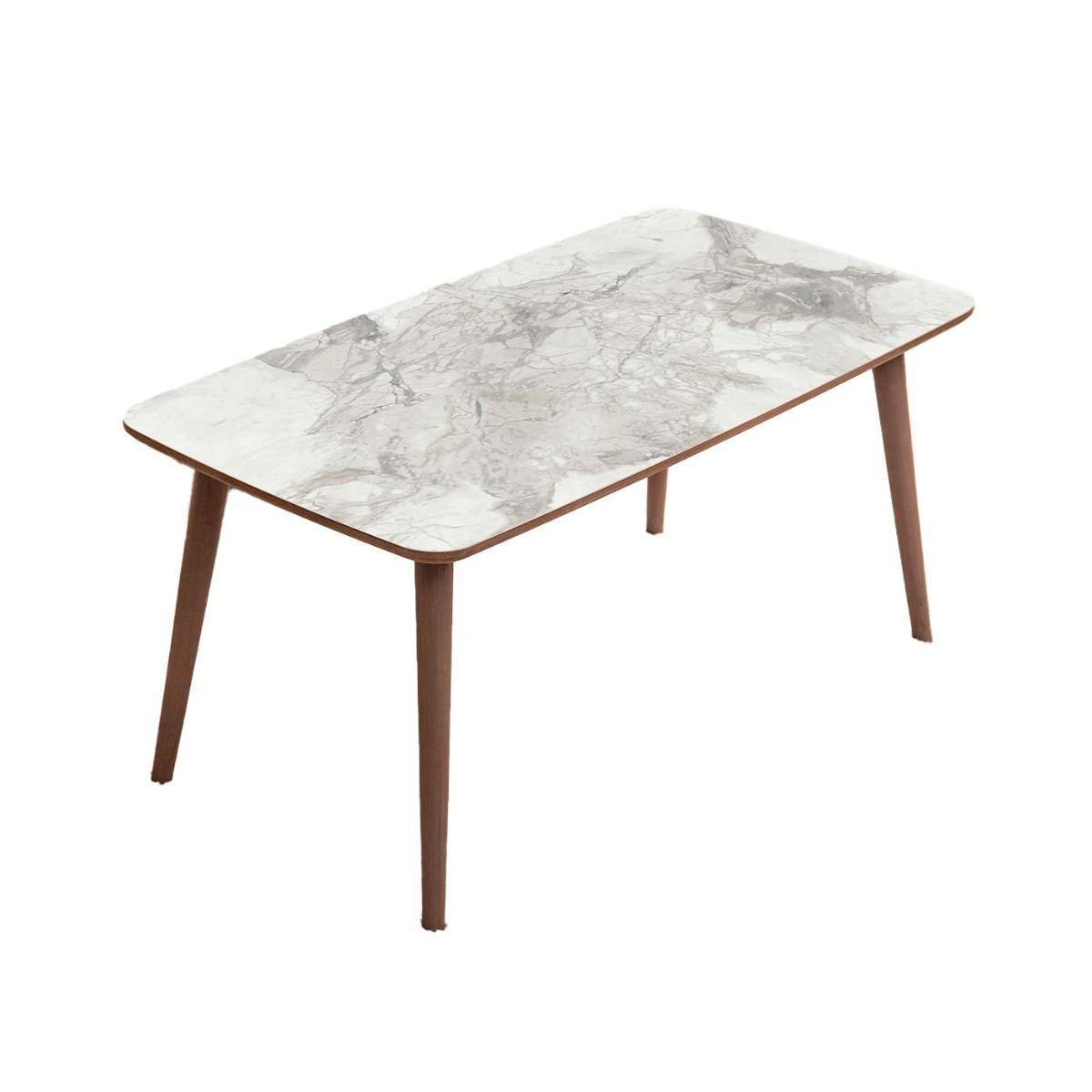 COUCHTISCH mit rechteckiger Platte in weißer Marmoroptik 54/45/100 cm - Weiß, Holzwerkstoff (59/54/45cm) - Calicosy