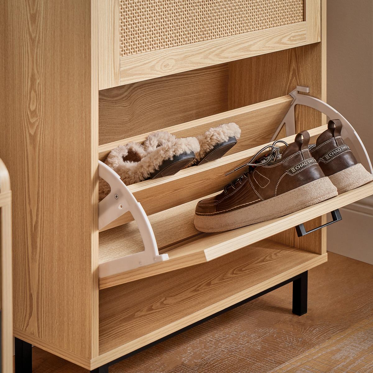 SCHUHSCHRANK NATUR - Naturfarben, Holzwerkstoff/Metall (60/127/24cm) - SoBuy