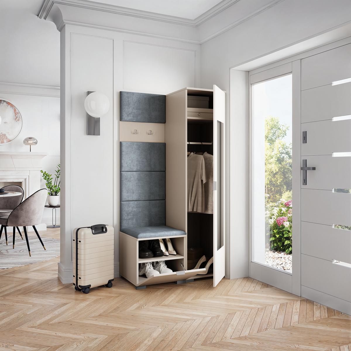 GARDEROBENSCHRANK VIRA 95/181/51 cm Modern Garderobe-Set Kaschmir - Kaschmir/Grau, Holzwerkstoff (95/181/51cm) - MASSENO