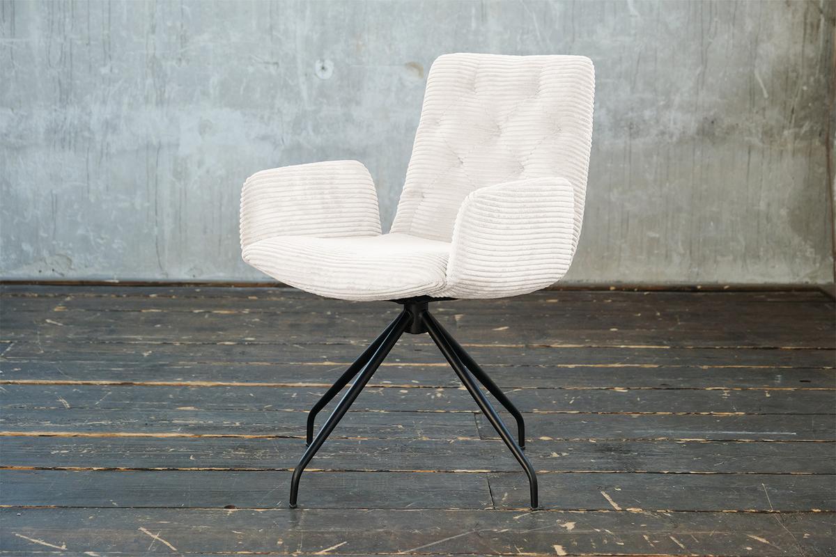 DREHSTUHL NEW CHARME Weiß Cord (1er-Set) - Weiß, Textil (59/87/66cm) - KAWOLA