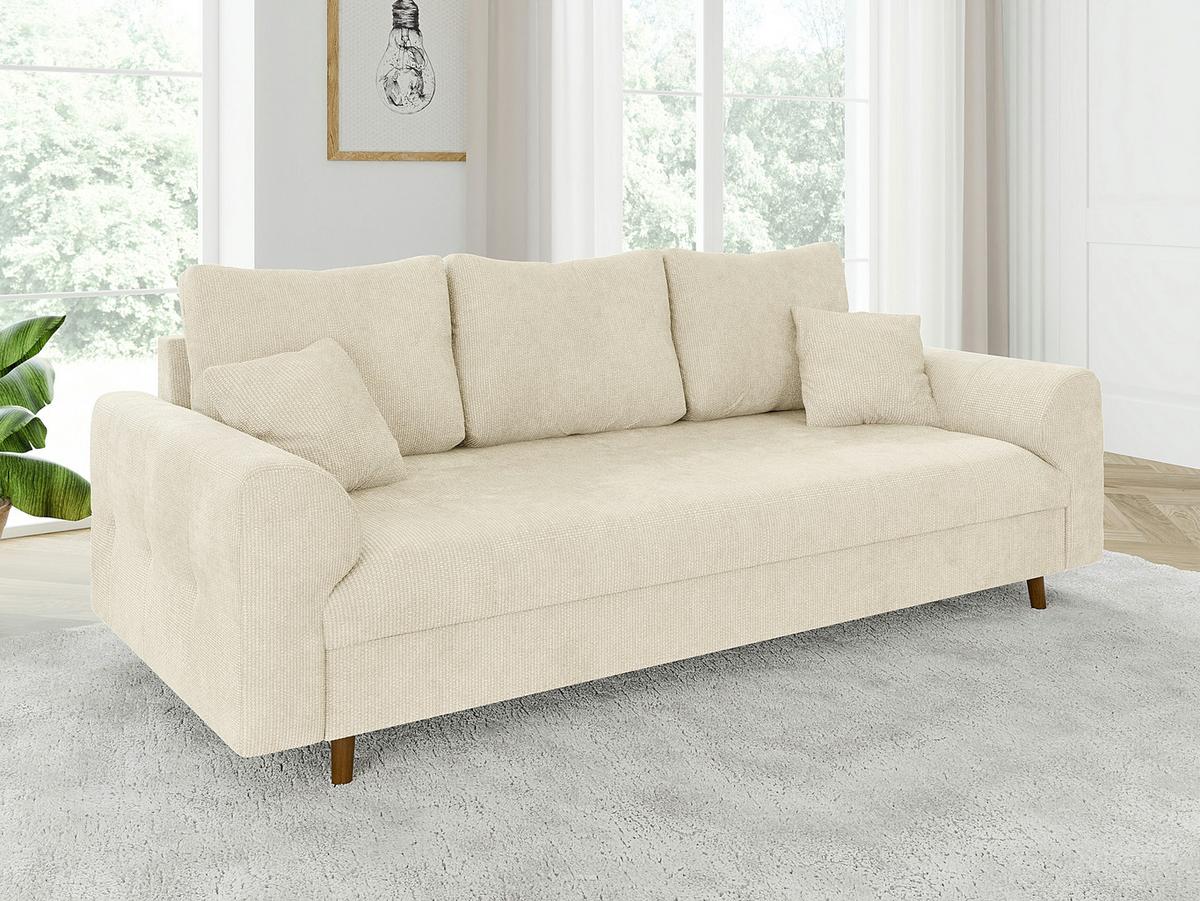 3-SITZER-SOFA Sigurd Beige Chenille - Beige/Braun, Holz/Textil (210/81/93cm) - S-Style Möbel