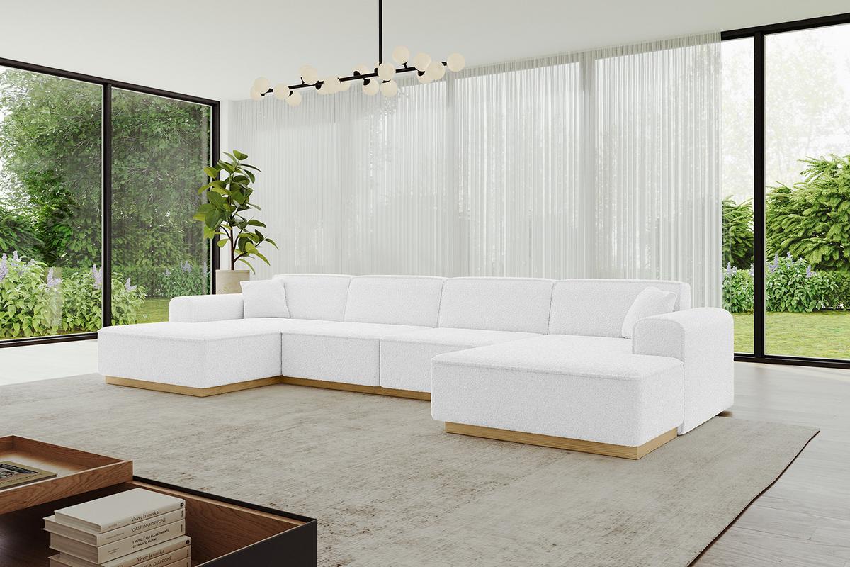 WOHNLANDSCHAFT IREA-U2-v2 - 386x165x80 cm Weiß - Weiß, Holzwerkstoff/Textil (386/80/165cm) - ALTDECOR