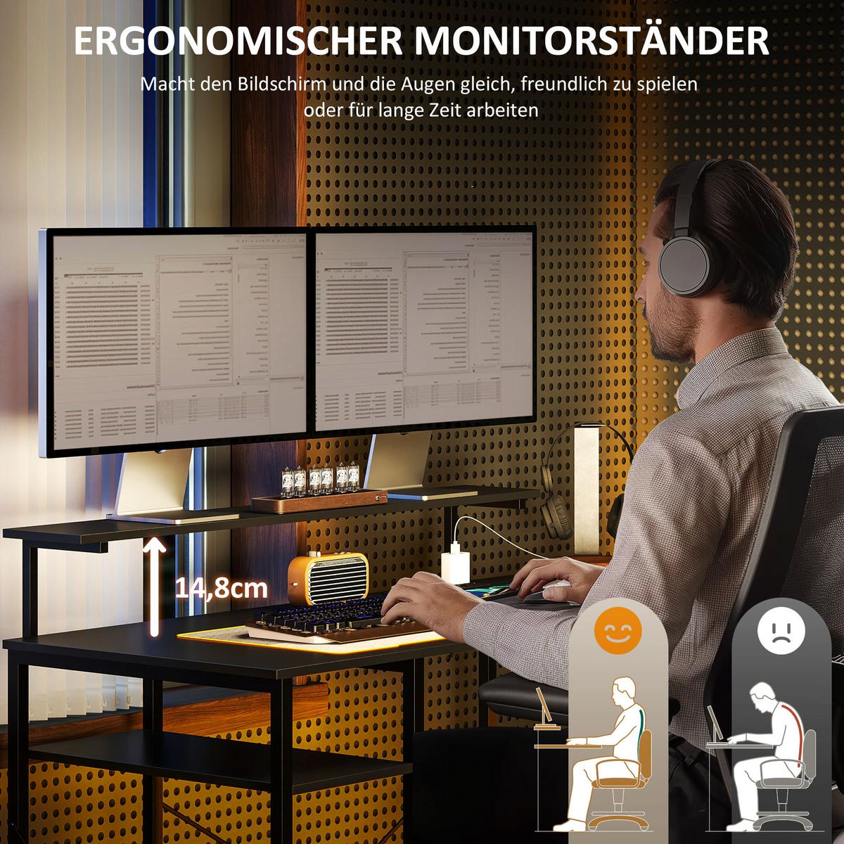 SCHREIBTISCH, L-förmiger Computertisch 137 x 140 x 139,5 cm Eckschreibtisch - Schwarz, Holzwerkstoff/Metall (137/140/139.5cm) - HOMCOM