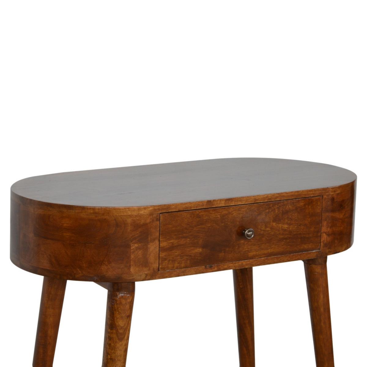 KONSOLENTISCH im Kastanienholz-Finish aus MassivholZ, 1 Schublade, Nordische Beine - Messingfarben/Braun, Holz/Metall (40/80/78cm) - Artisan Furniture