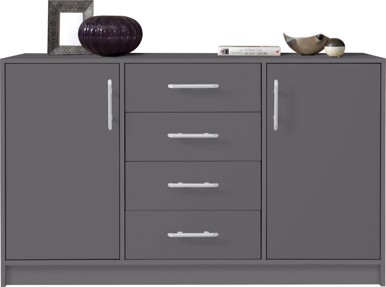 KOMMODE VANO 140/84/40cm mit 4 Schubladen 2 Türen Anthrazit - Anthrazit, Holzwerkstoff (140/84/40cm) - MASSENO