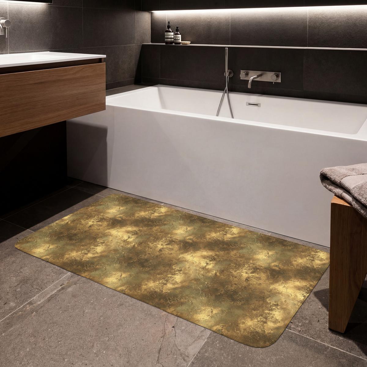 BADEMATTE Antik - Metallic-Look - Gold 120x60 cm - Goldfarben, Textil (120/60cm) - OnlyWow
