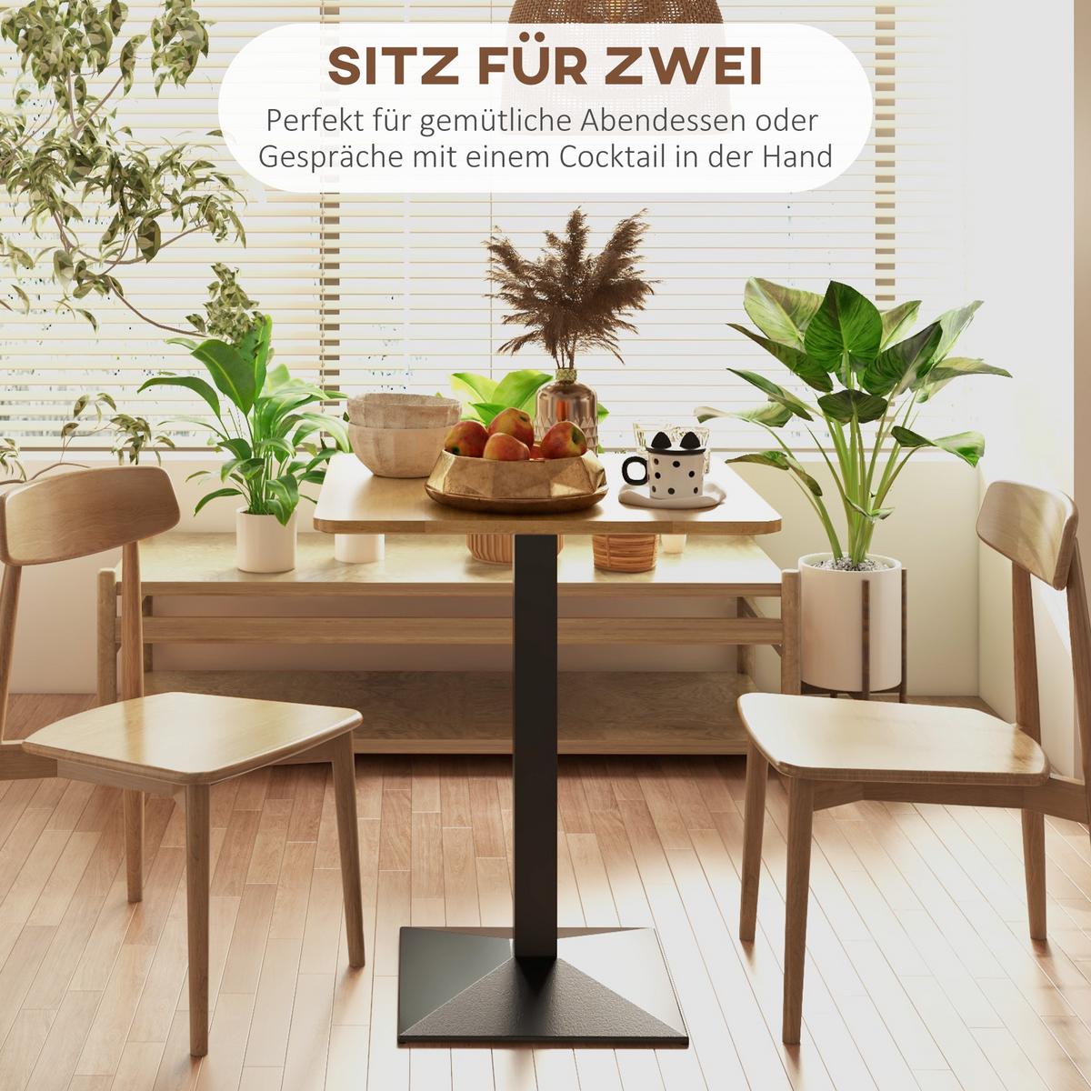 ESSTISCH Spanplatte Stahl Dunkelbraun Schwarz - Dunkelbraun/Schwarz, Holzwerkstoff/Metall (70/70/75cm) - HOMCOM