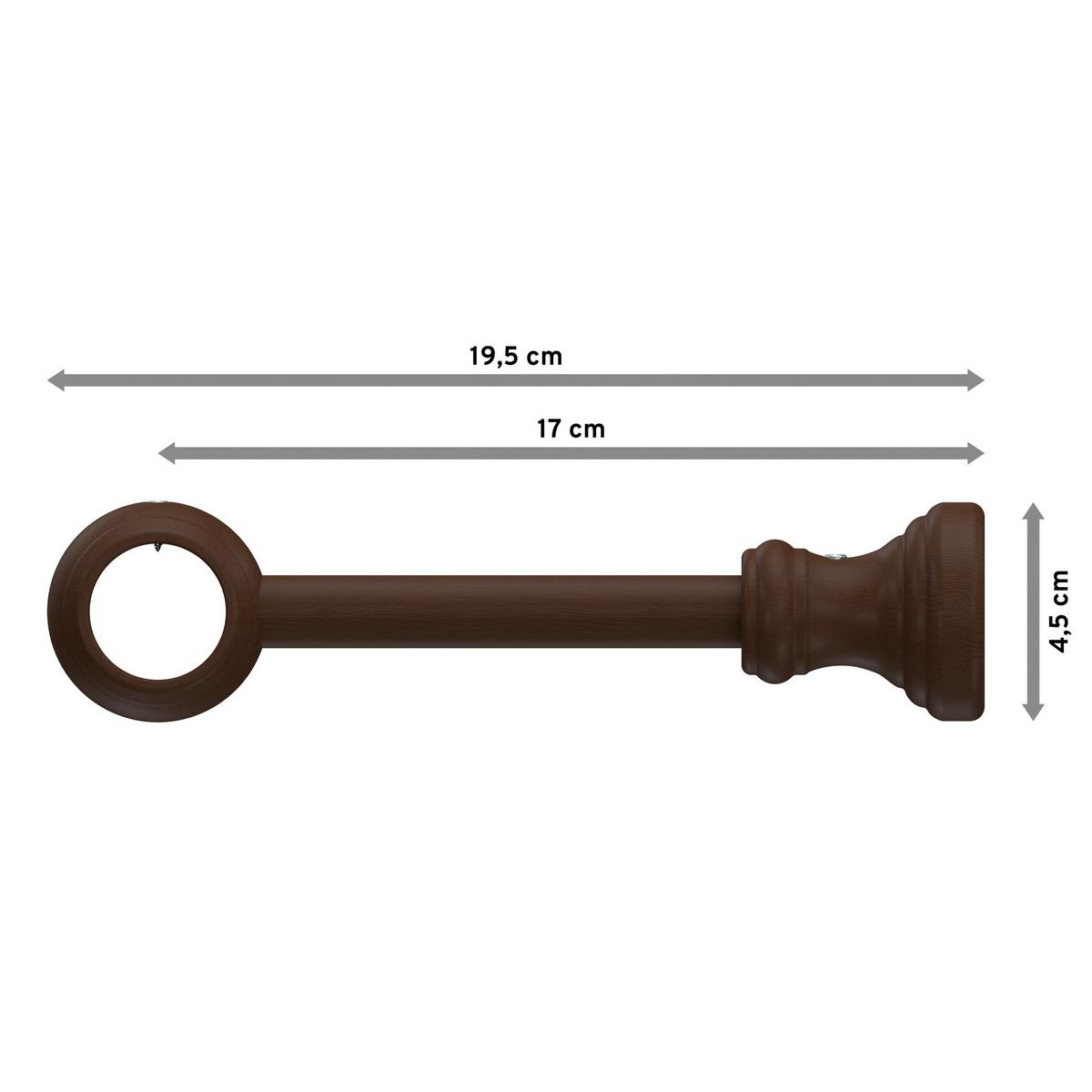 TRÄGER FÜR GARDINENSTANGEN 28 mm Ø, Classic 1-läufig, Nussbaum - Nussbaumfarben, Holz (19.5/5/5cm) - INTERDECO