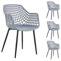 GARTENSTUHL LUCIA 4er-Set hellgrau - Hellgrau, Textil (58/85/55cm) - IDIMEX