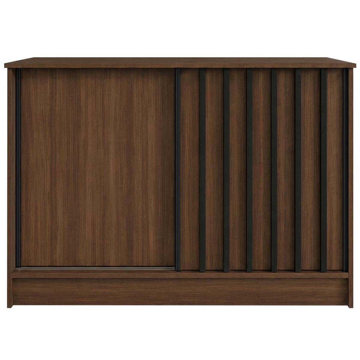 KOMMODE Horizon mit 2 Schiebetüren, 100 cm,Walnuss+Schwarz - Walnussfarben/Schwarz, Holzwerkstoff (101/85/43.5cm) - Beautysofa