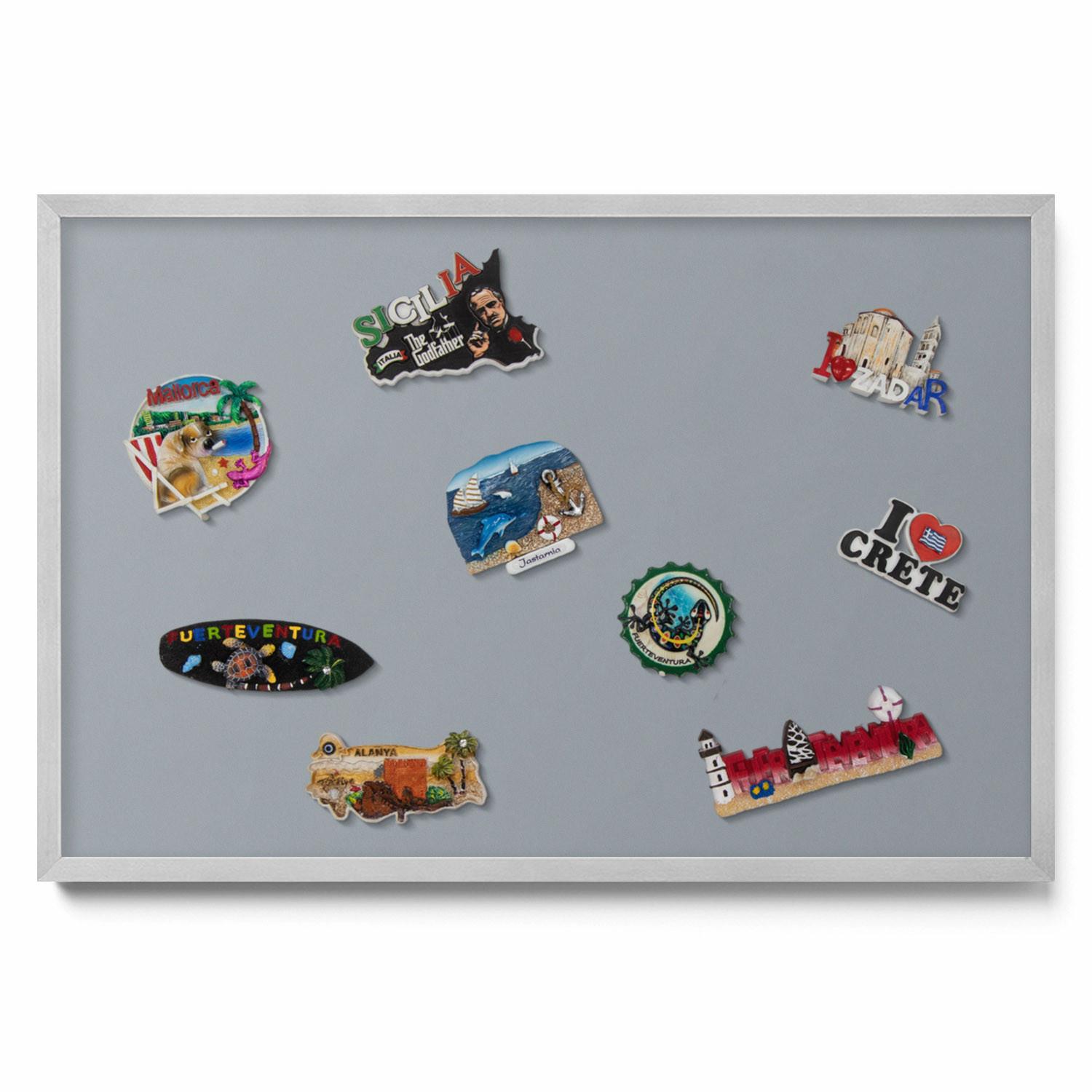MAGNETTAFEL 60x40 cm Silberner Rahmen Grau - Zinkfarben, Metall (60/50/0.4cm) - TULUP