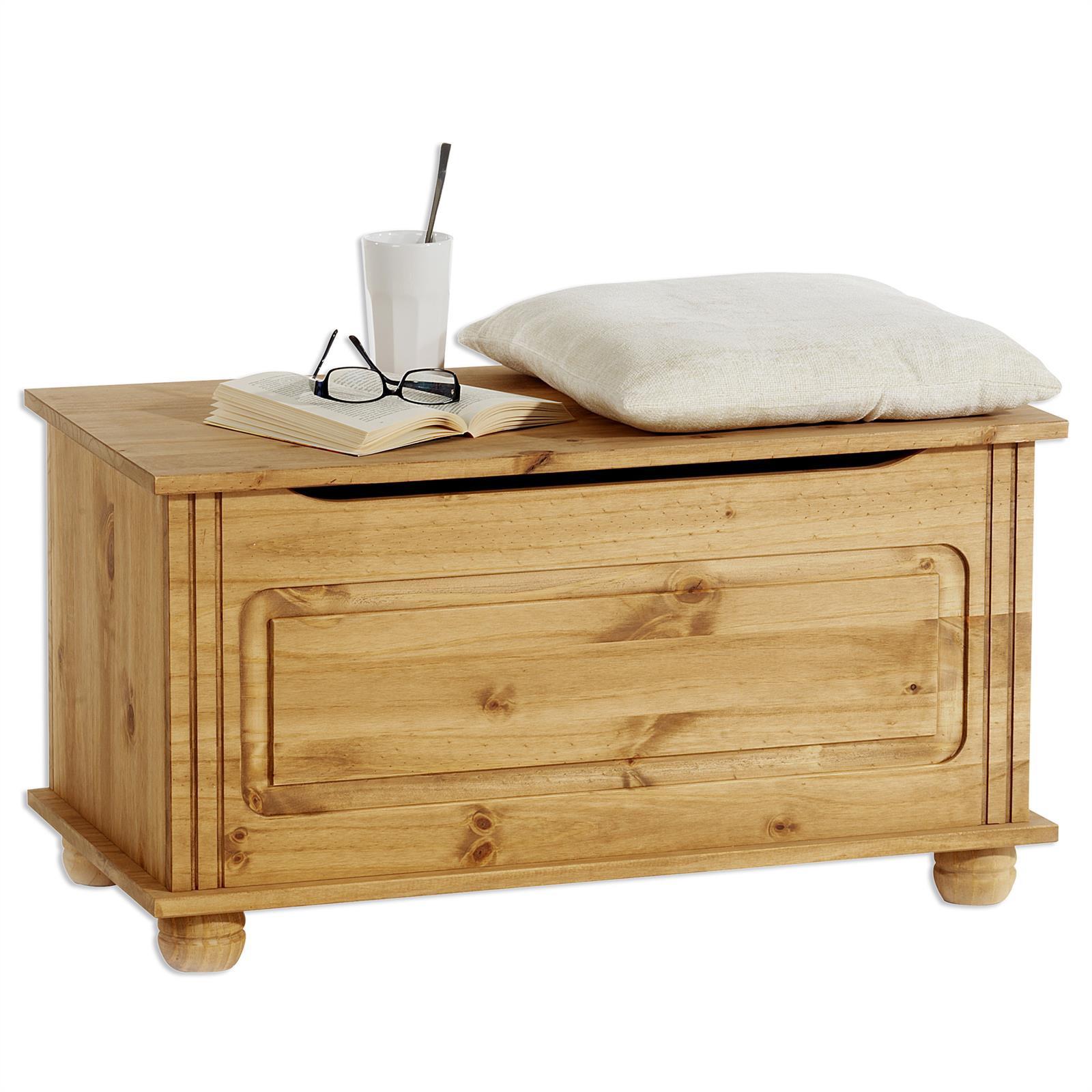 SITZTRUHE BRISTOL gebeizt/gewachst - Kieferfarben, Holz (85/45/43cm) - IDIMEX