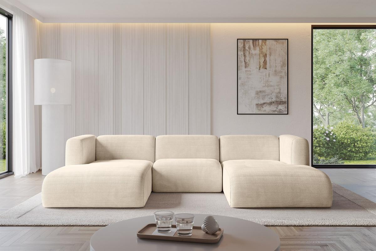 WOHNLANDSCHAFT MIRA-U1 317x179x70 Beige Cord - Sandfarben/Beige, Holzwerkstoff/Kunststoff (317/70/179cm) - ALTDECOR