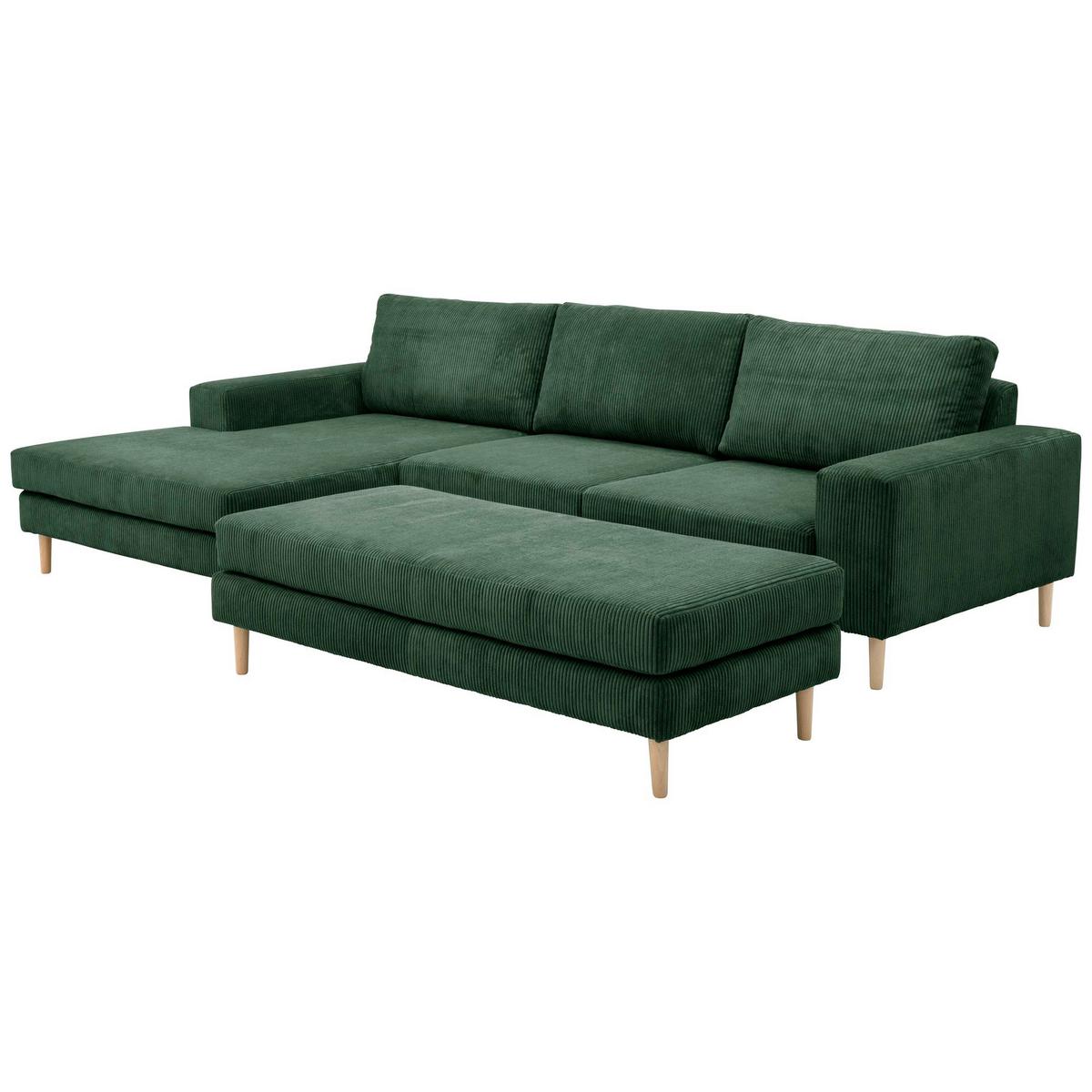 SOFA mit Longchair links Kaylynn Cordstoff dunkelgrün - Dunkelgrün, Kunststoff (175/294cm) - 58aufmkessel