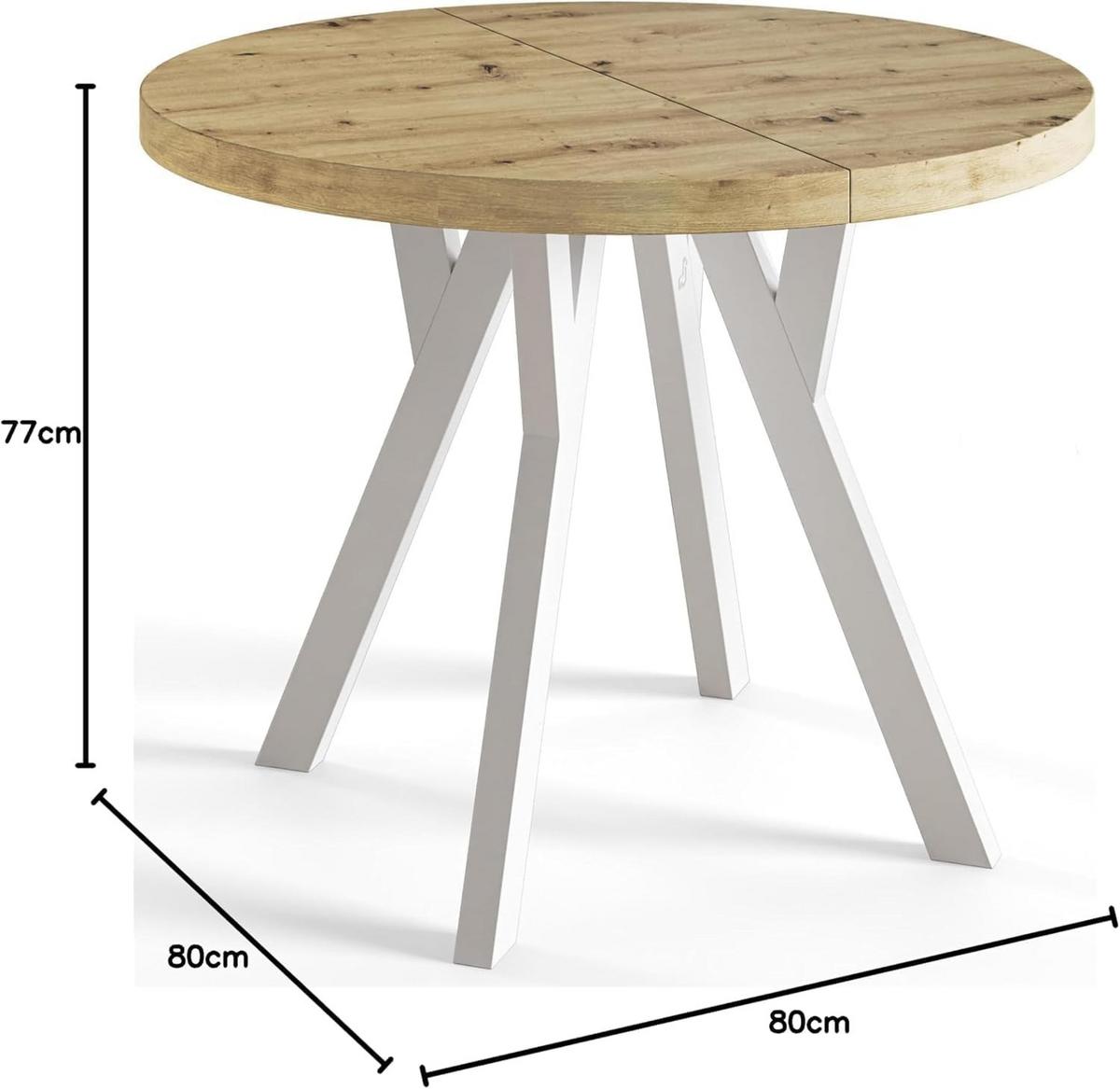 RUNDER Esstisch ausziehbar – Moderner Wohnzimmertisch und Küchentisch – Tisch mit Stabile Konstruktion, Durchmesser 100 cm - 200 cm - Farbe Lefaks - Dunkelbraun/Weiß, Holzwerkstoff (100/100/77cm) - Alpi-Möbel
