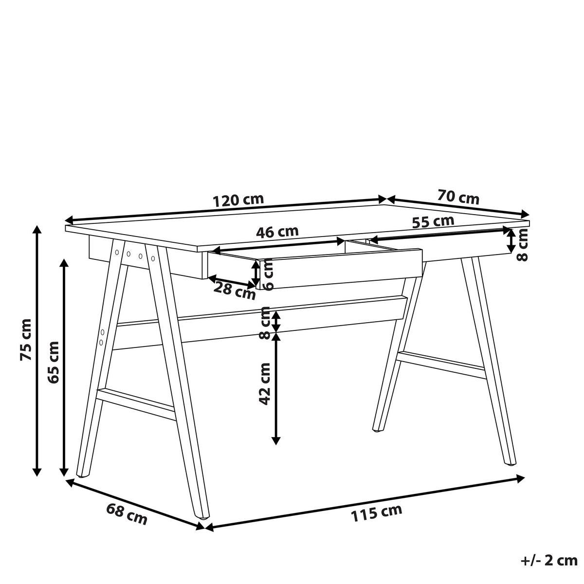 SCHREIBTISCH dunklerHolzfarbton 120/70/75 cm Sheslay - Dunkelgrau, Holzwerkstoff (70/120/75cm) - Beliani