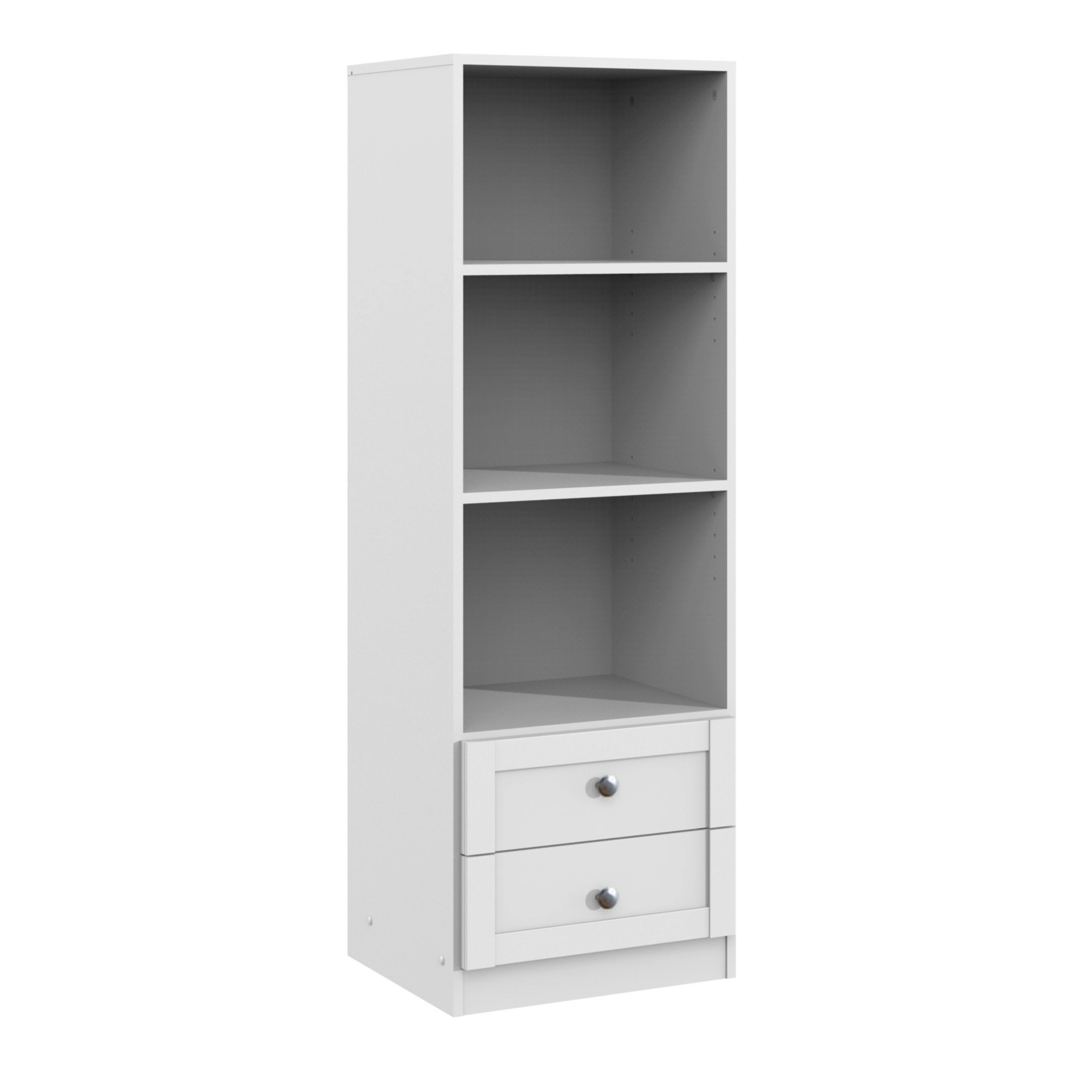 STANDREGAL mit Schubladen B46/H135/T40 cm, passend zum Babyzimmer Landhausstil Weiß (22800-22804) / 22800-04 - Silberfarben/Weiß, Holzwerkstoff/Metall (46/135/40cm) - luma-home