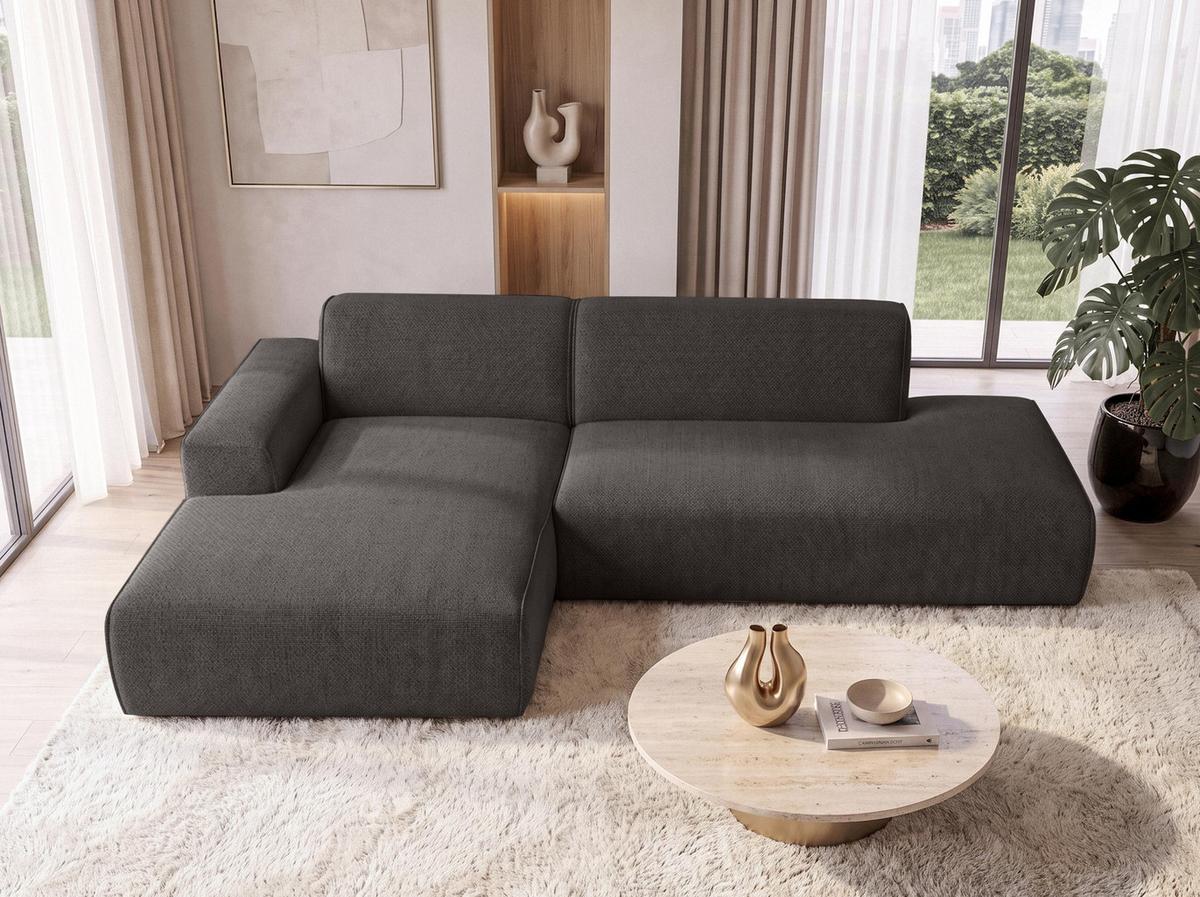ECKSOFA L Form Didim Duo Graphit 288/162/80 cm – stilvolle kleine Eckcouch Links - Graphitfarben/Schwarz, Kunststoff/Textil (288/162cm) - AX Living