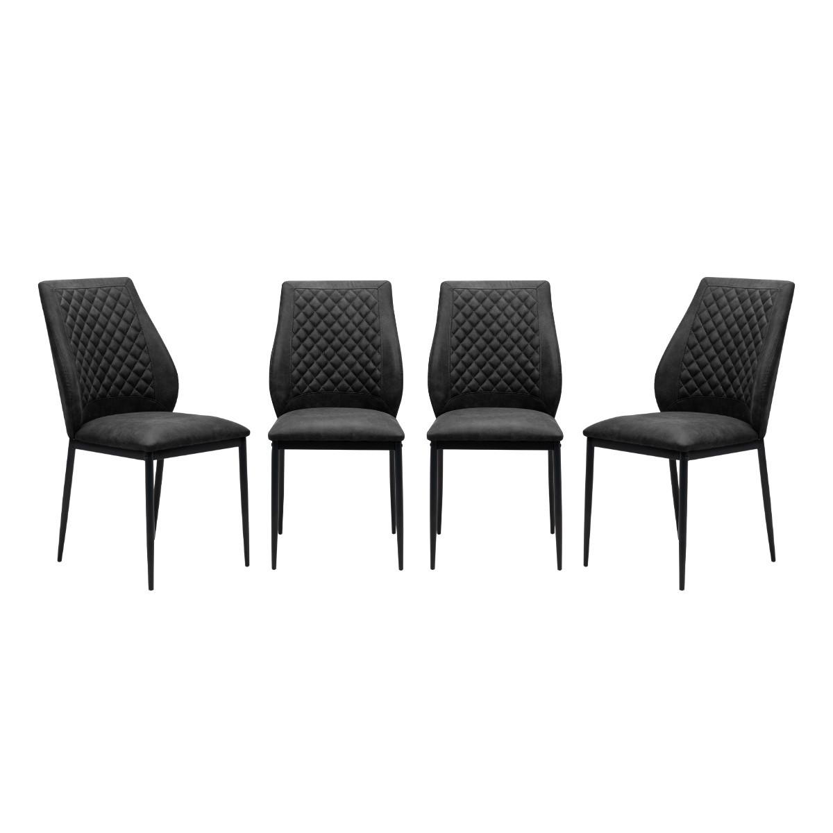 ESSZIMMERSTÜHLE STOFF MIT METALLGESTELL 4er set 45/90/45 cm - Dunkelgrau, Metall (45/90/48cm) - Calicosy