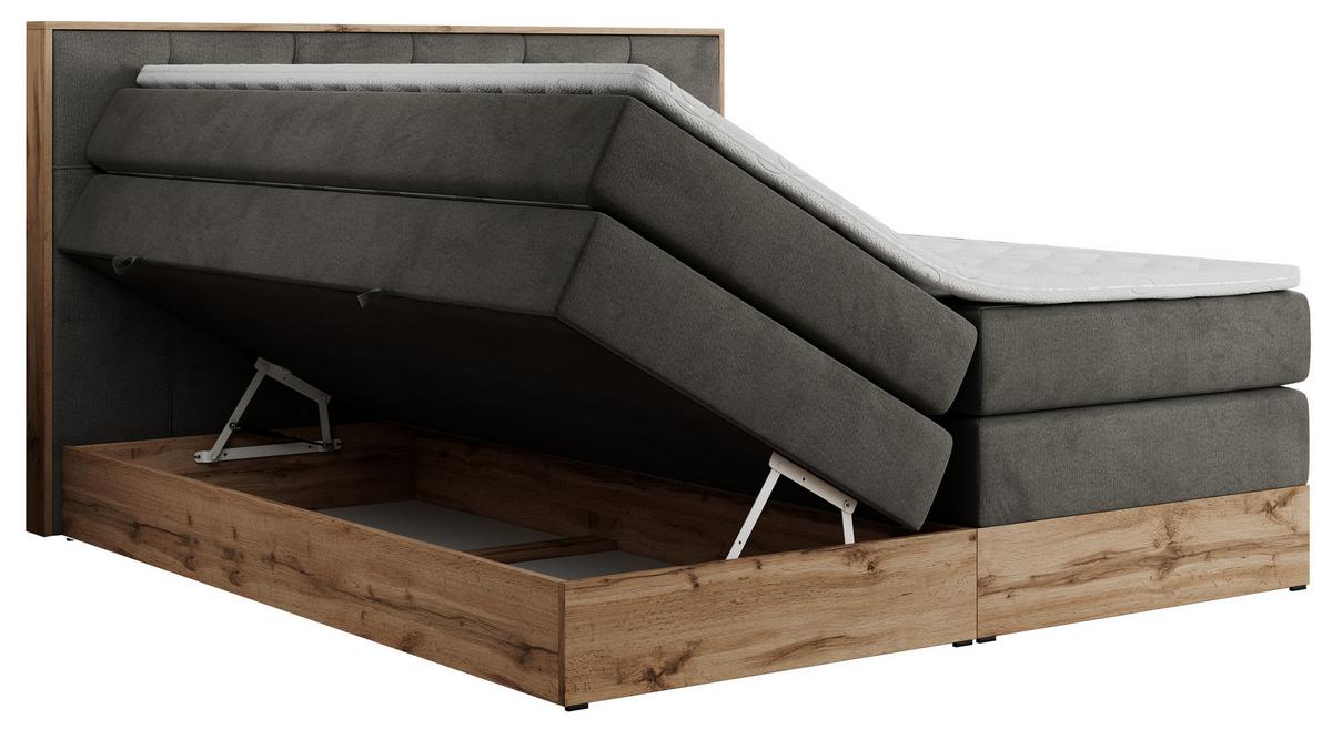 BOXSPRINGBETT VENETO KING 160/200 Dunkelgrau Velvet - H4 - Dunkelgrau, Holz/Textil (160/200cm) - MKS