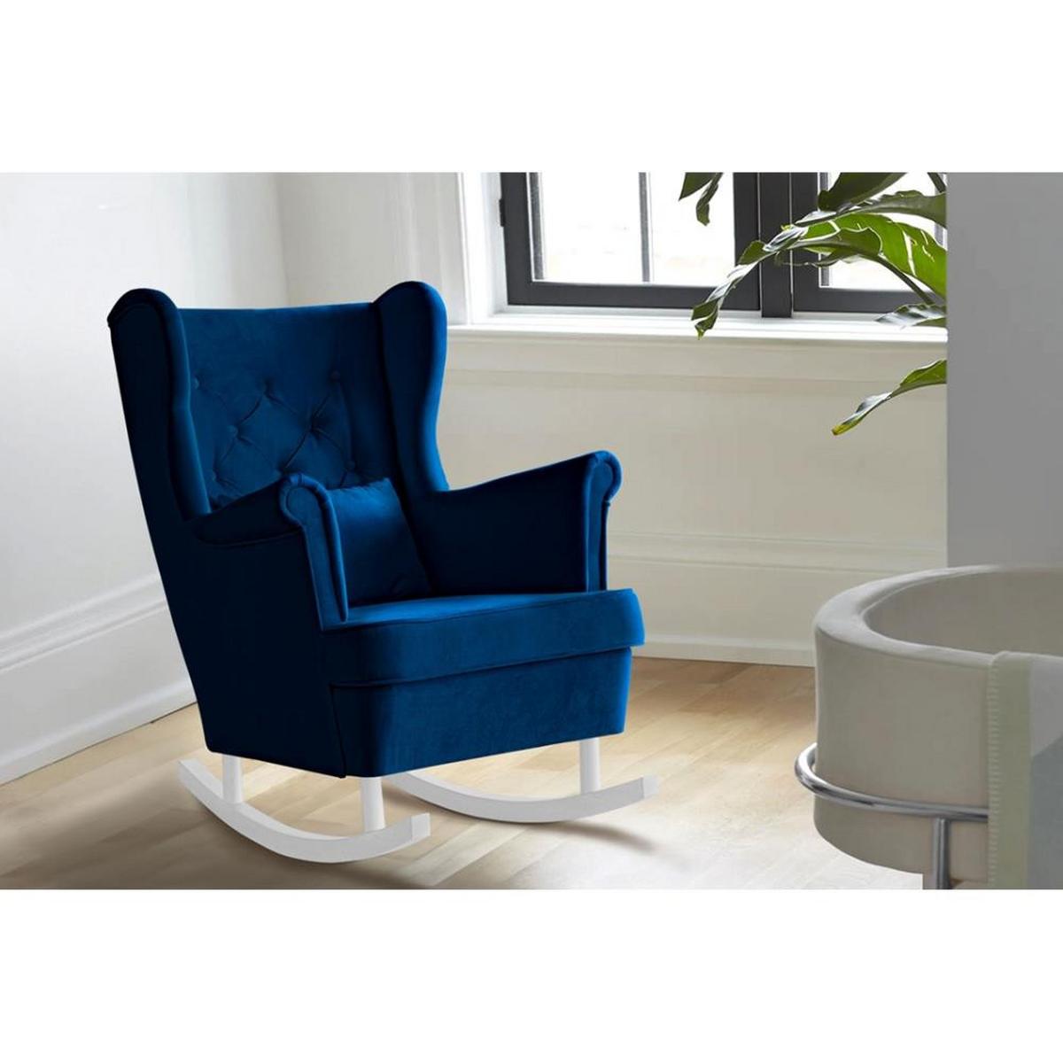 SCHAUKELSTUHL Fabio dunkelblau mit Weiß Beinen - Dunkelblau/Weiß, Textil (82/103/108cm) - Beautysofa
