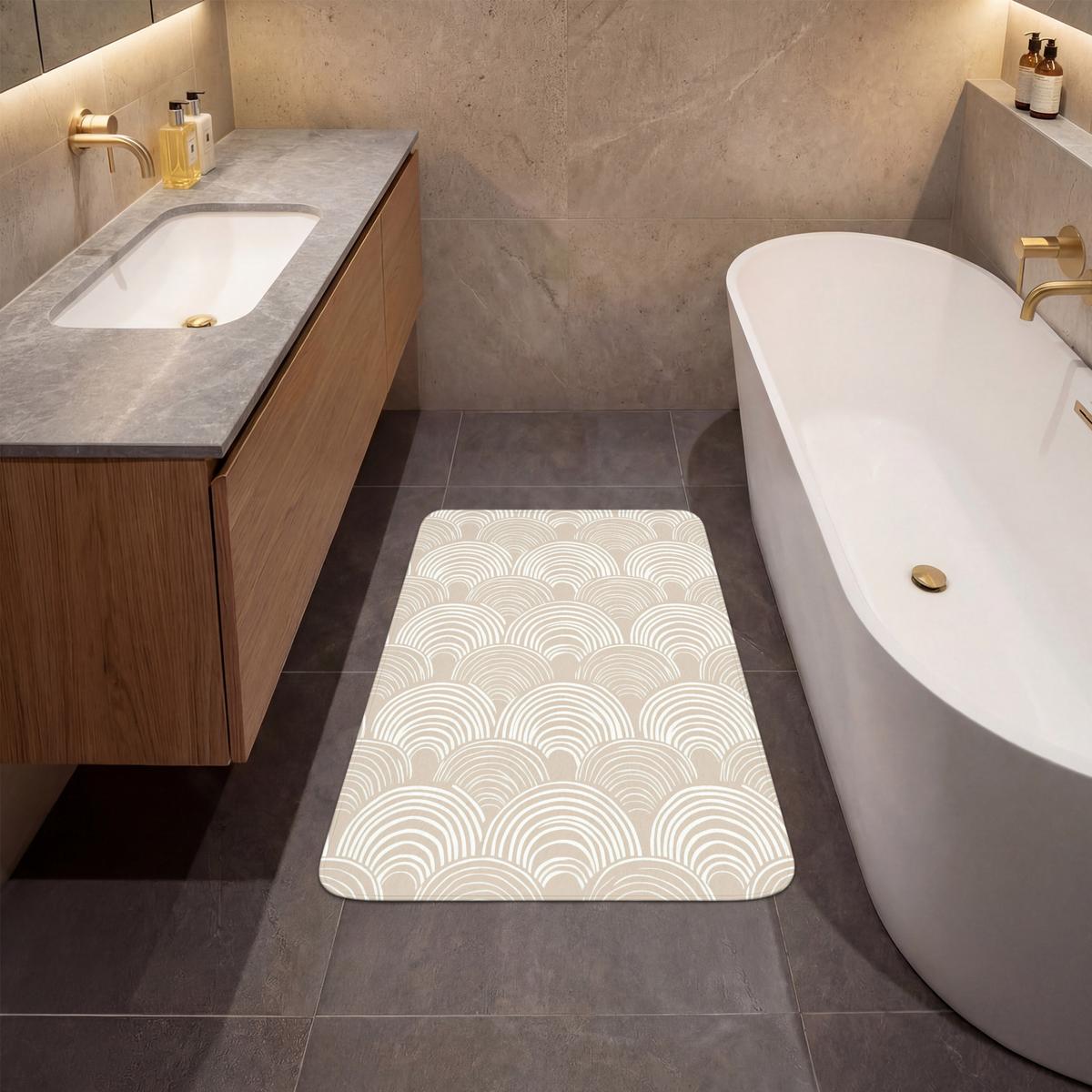 BADEMATTE Wellen - Textur - Beige 60x90 cm - Kaschmir, Textil (60/90cm) - OnlyWow