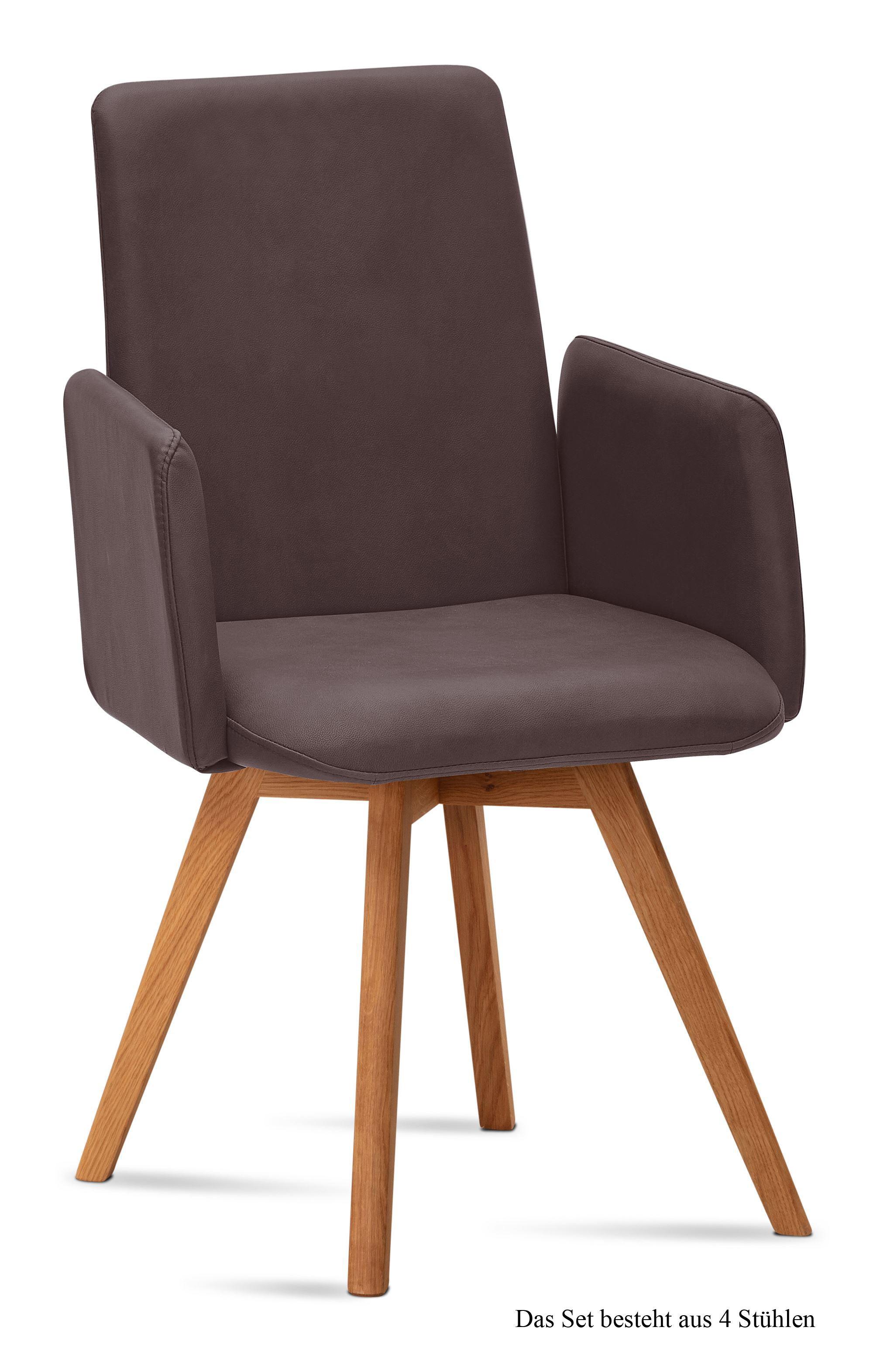 ARMLEHNSTUHL (4er-Set) Dilys 52x92x60 Eiche geölt/Braun - Eichefarben/Braun, Kunststoff (60/92/52cm) - 58aufmkessel