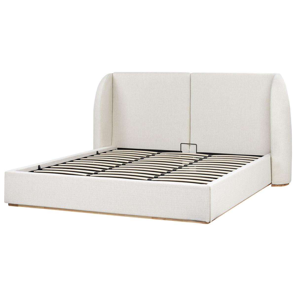 BETT mit Stauraum 180/200 cm Stoff Cremeweiß Monestier - Creme, Textil (180/200cm) - Beliani