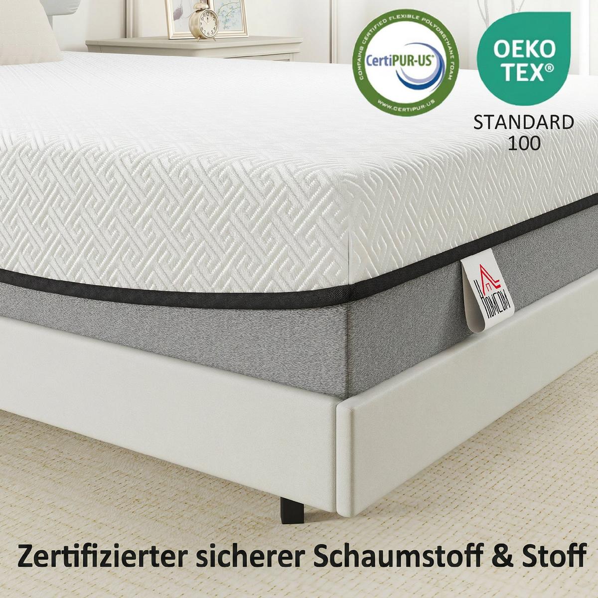 DOPPELMATRATZE Gestricktes-Gewebe Gel-Memory-Schaum Grau - Grau, Textil (140/200cm) - HOMCOM