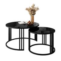 COUCHTISCH 2 in 1 LORI GLASS - Schwarz, Glas (70/70/47cm) - Lookway