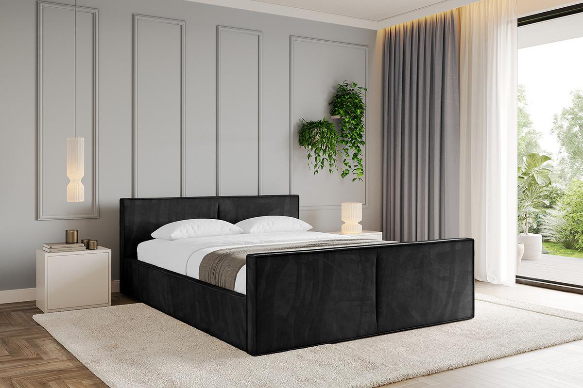 POLSTERBETT mit Bettkasten, Fußteil und Lattenrost, Boxbett mit Matratze H3/H4 - EMMI-Z-V1 180x200 Schwarz - Schwarz, Holzwerkstoff/Textil (180/200cm) - ALTDECOR