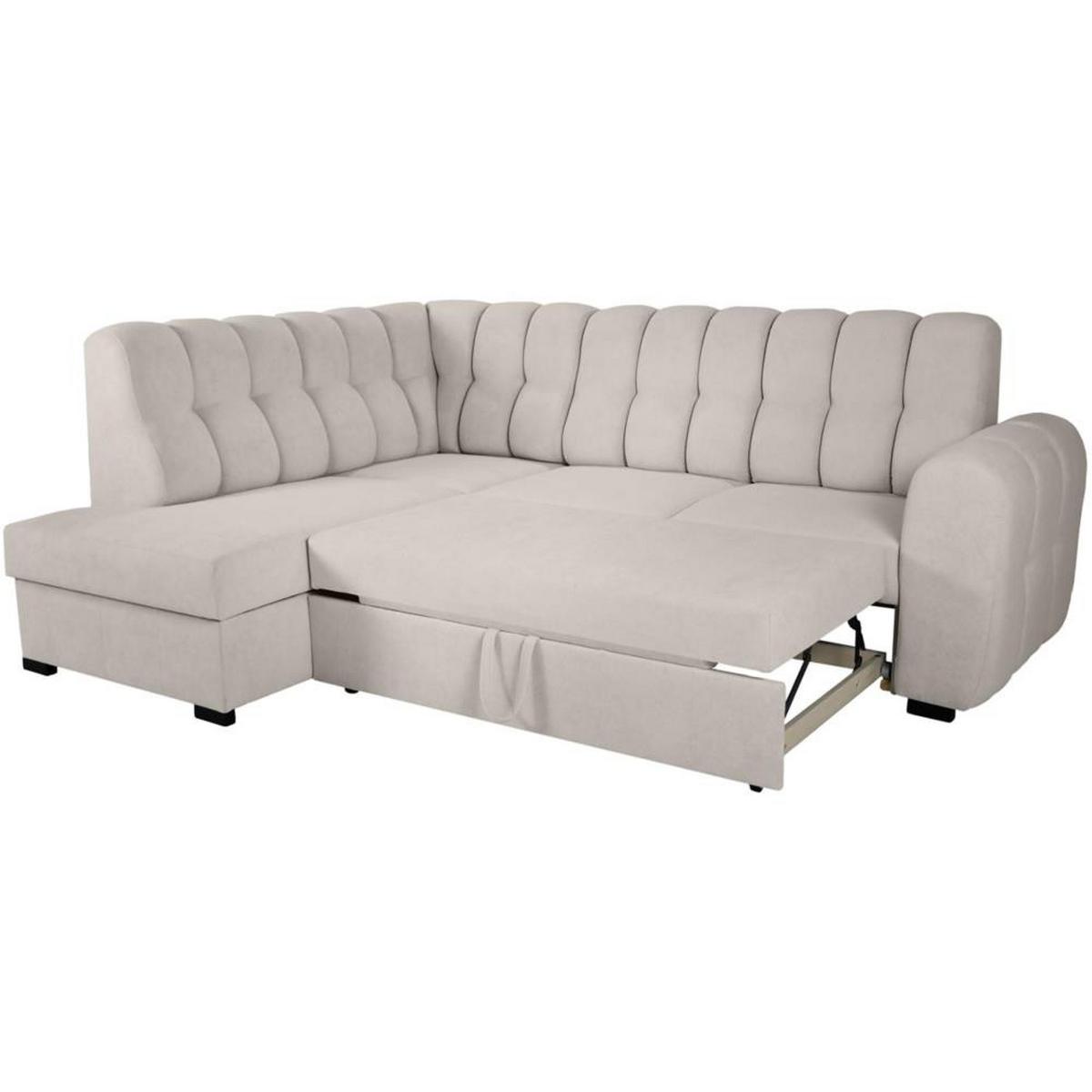 ECKSCHLAFSOFA Zoja links beige - Beige/Schwarz, Textil (261/193cm) - Beautysofa