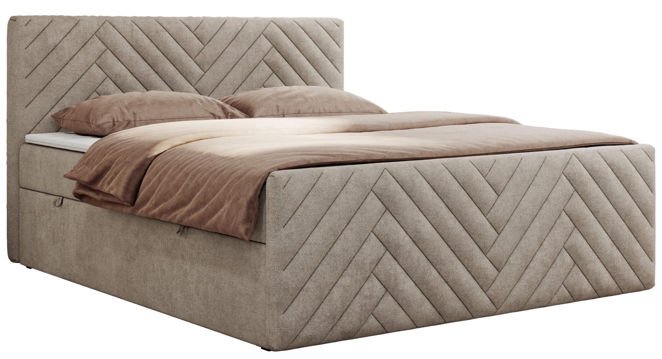 BOXBETT PARIS DUO 140/200 - Beige Struktur - H3 - Beige, Holz/Textil (140/200cm) - MKS