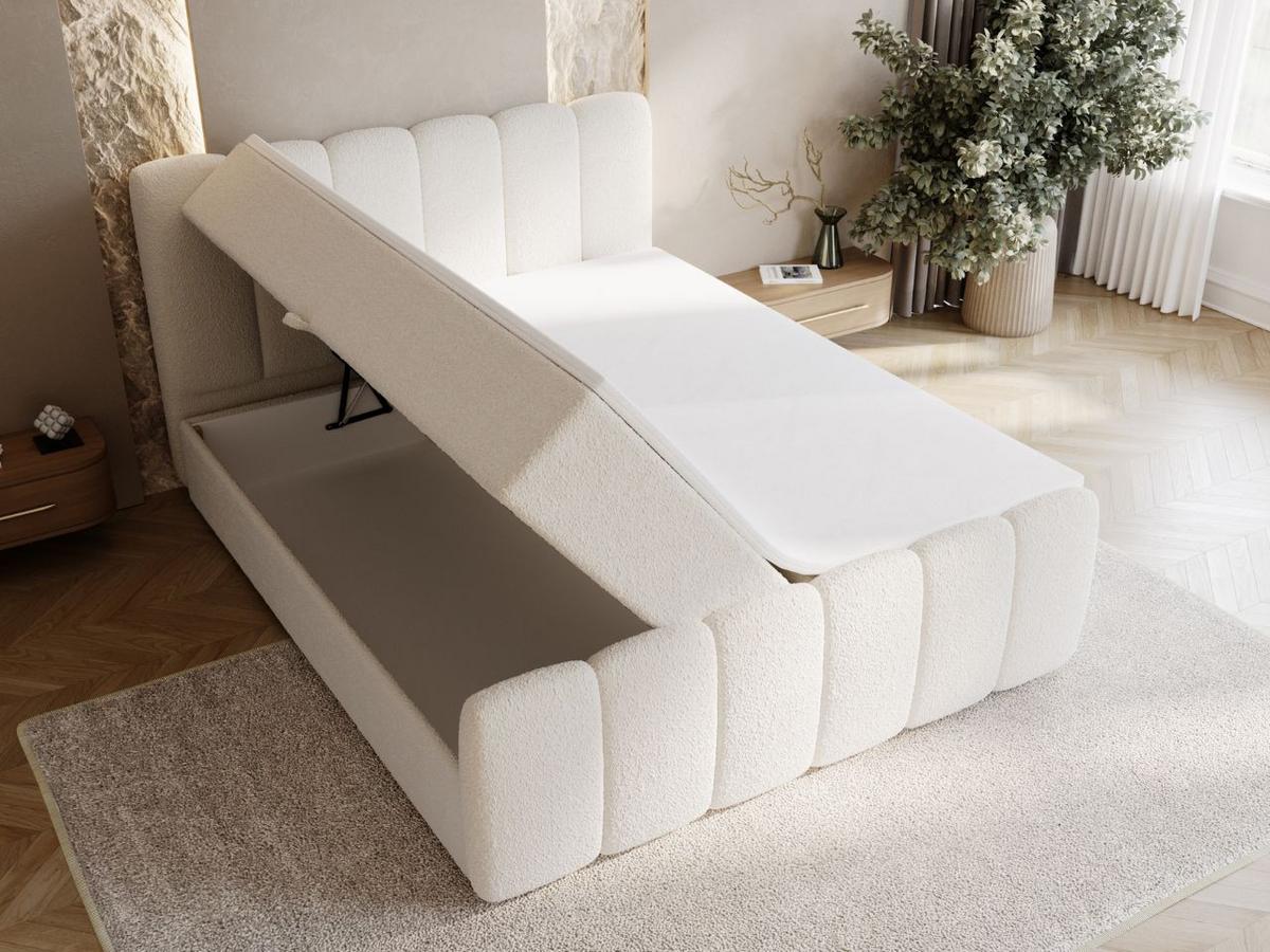 BOXBETT Cloud 140x200 Bouclé-Stoff Creme - Creme, Holz/Textil (140/200cm) - Graingold