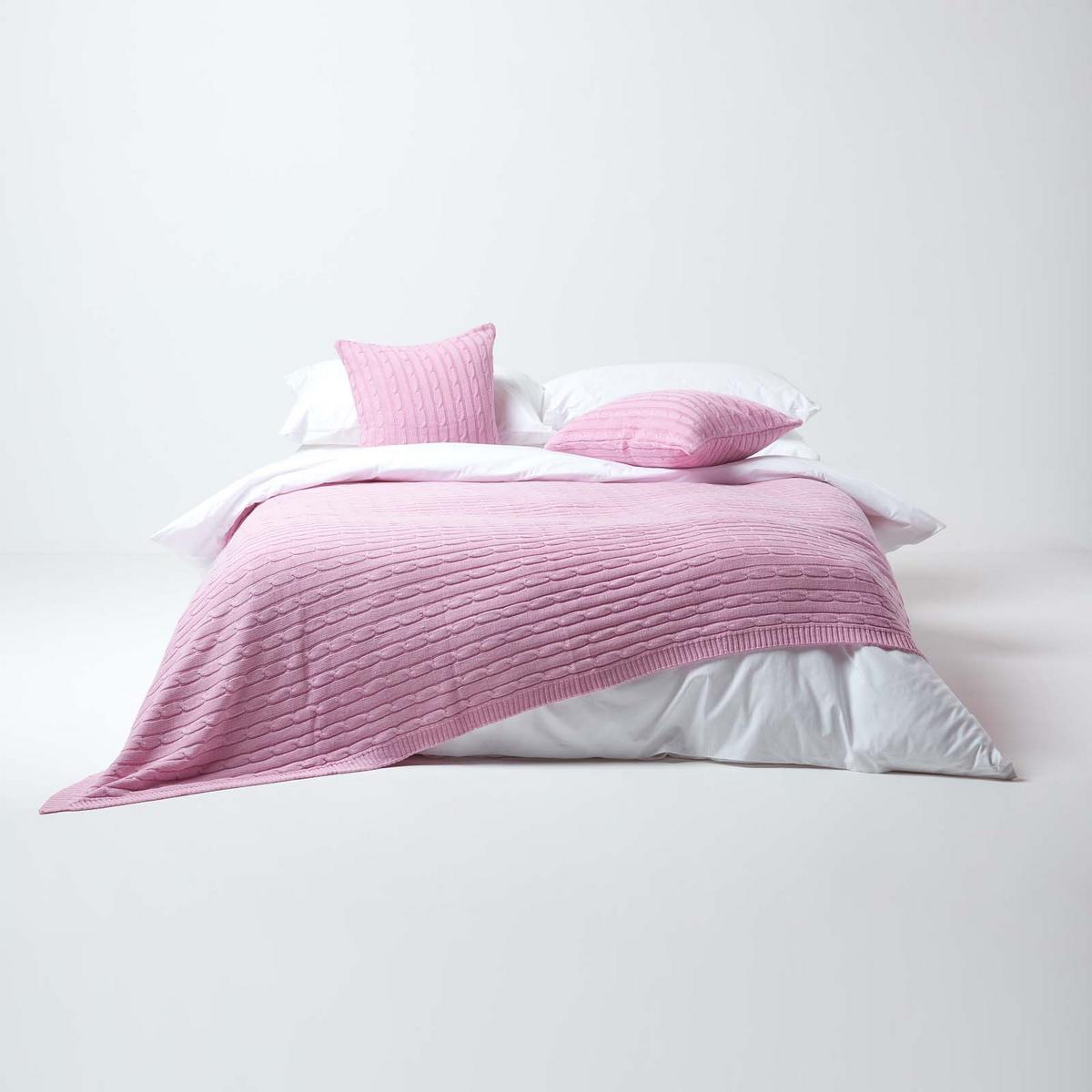 KISSENHÜLLE Zopfmuster 45/45 cm - Rosa, Textil (45/45cm) - Homescapes