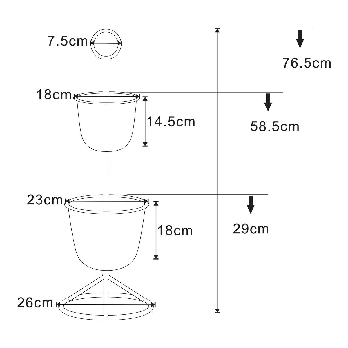 PFLANZENSTÄNDER Alphen - Schwarz, Metall (26/76.5cm) - [en.casa]