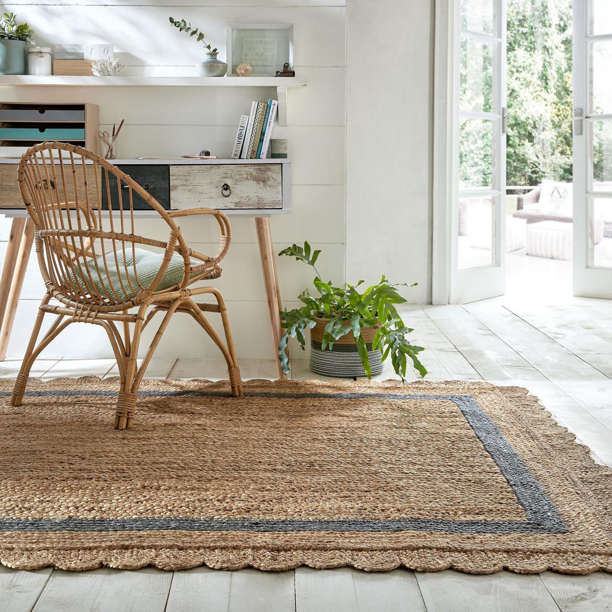 JUTETEPPICH handgewebt PLYM, geometrisch, Braun-Grau, 120 x 170 cm - Braun, Naturmaterialien (170/120cm) - KADIMA DESIGN