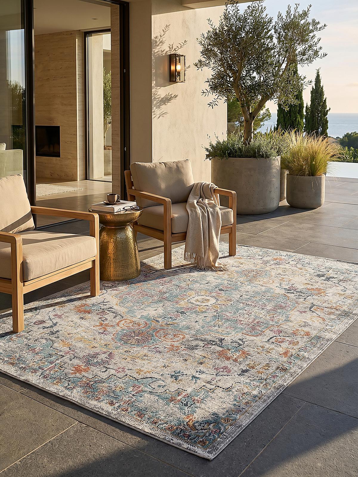 TEPPICH Outdoor Orientalisch LIMMAT Polypropylen Mehrfarbig 120 x 170 cm - Multicolor, Textil (120/170cm) - KADIMA DESIGN