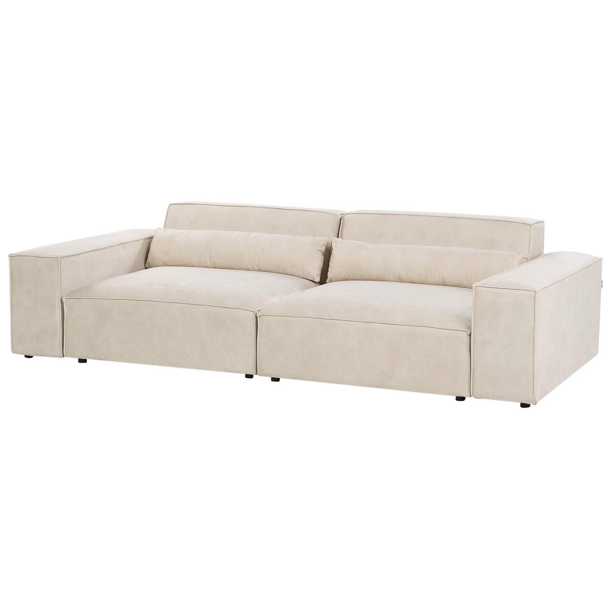 2-SITZER-SOFA Samtstoff hellbeige Hellnar - Beige, Textil (262/70/126cm) - Beliani