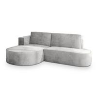 ECKSOFA CORTIO M L-S Hellgrau Velours-Stoff mit Schlaffunktion - Hellgrau/Grau, Holz/Kunststoff (265/174cm) - MASSENO