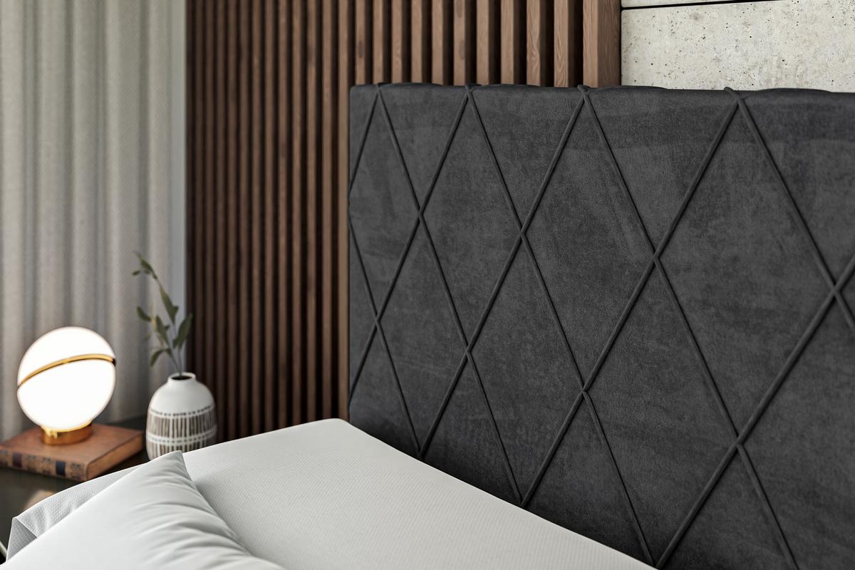BOXBETT mit H4-Matratze und Lattenrost - LEPARO - 140x200 Schwarz - Schwarz, Holzwerkstoff (140/200cm) - ALTDECOR