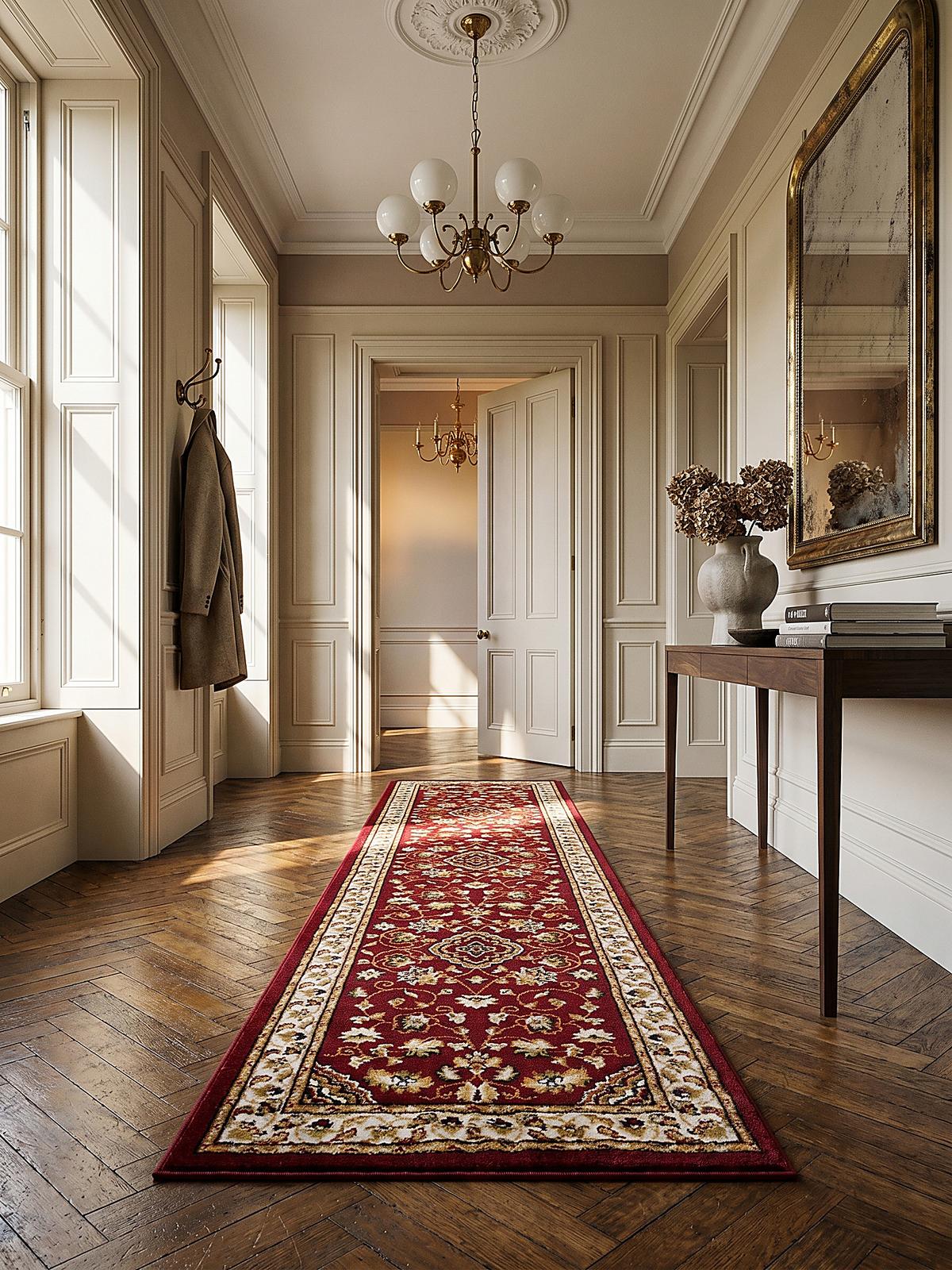 TEPPICH GLAZERT, klassisch-floral, Rot, 66 x 300 cm - Rot, Textil (300/66cm) - KADIMA DESIGN