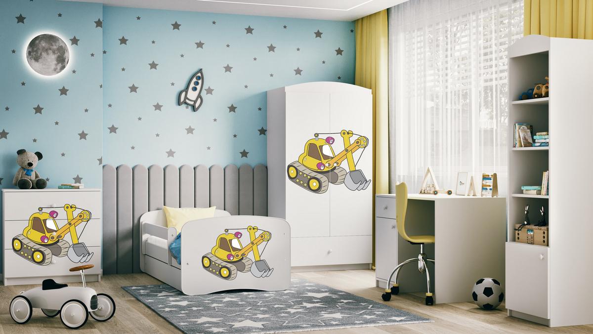KINDERKLEIDERSCHRANK Excavator - Weiß, Holzwerkstoff (90/175/52cm) - RAUMHIRSCH FURNITURE