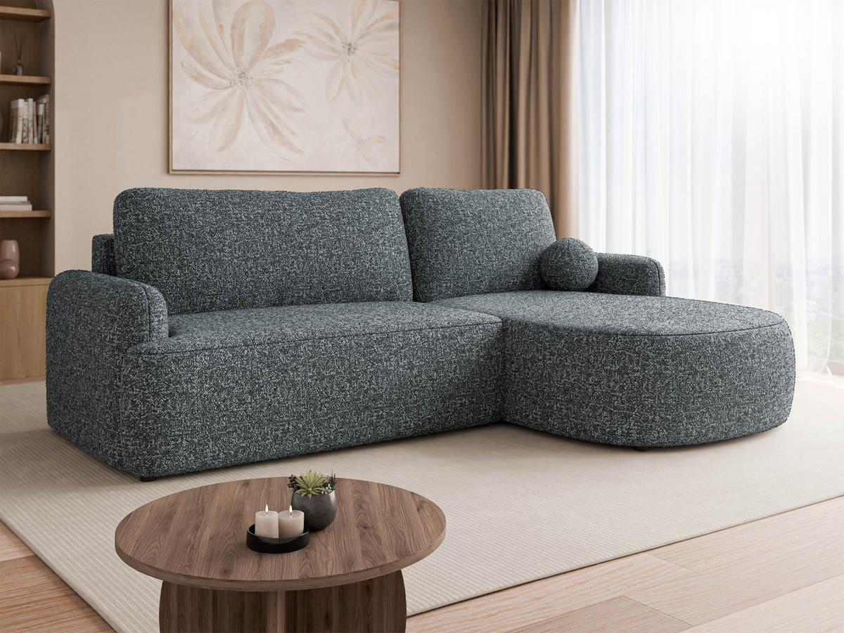 ECKSOFA Loridu, Seite: Rechts - Dunkelgrau/Schwarz, Holz/Kunststoff (174/250cm) - MIRJAN24