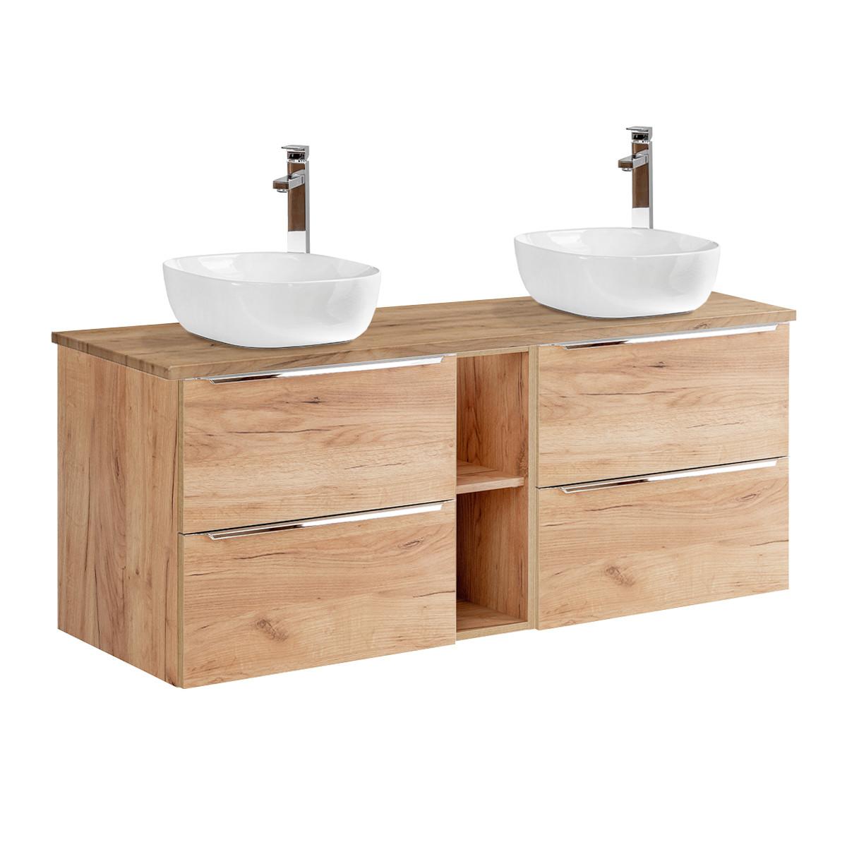 DOPPELWASCHTISCH 140.4cm April Holz - Braun, Holzwerkstoff (140.4/59/46cm) - Petits-meubles