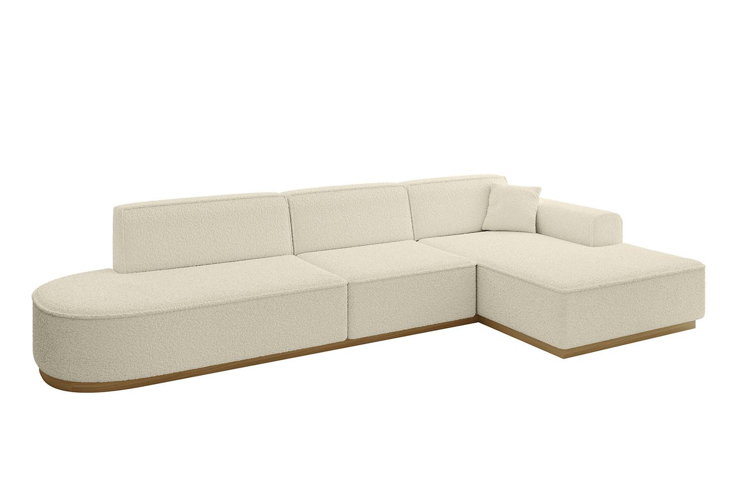 ECKSOFA Ottomane Rechts IREA-L2-v2 - 327x165x80 cm Beige - Hellbraun/Creme, Holzwerkstoff/Textil (327/165cm) - ALTDECOR