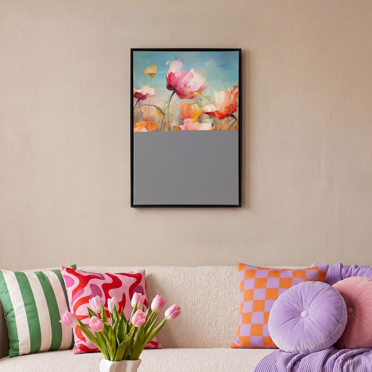 LEINWAND Bilder mit Rahmen - Blumen - Aquarell - Kunst - Botanisch - Natur - 40x60 - Orange, Textil (40/60cm) - MuchoWow
