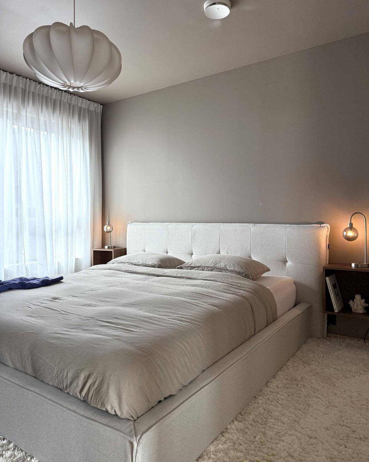 POLSTERBETT mit Lattenrost 180x200 cm Weiß Lestre - Creme, Textil (180/200cm) - Beliani