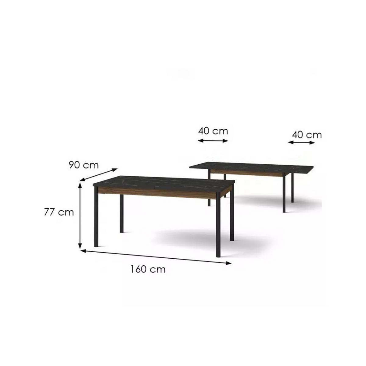ESSTISCH KREON Ausziehbar 160 - 240 / 90 x 77 cm - Schwarz/Braun, Holz (160/90/77cm) - MASSENO